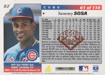 1996 Score - Dugout Collection Artist's Proofs (Series Two) #61 Sammy Sosa Back