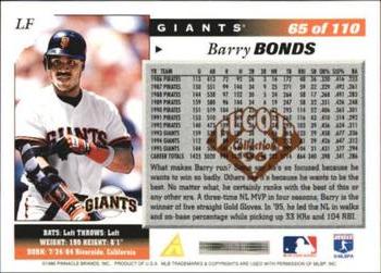 1996 Score - Dugout Collection Artist's Proofs (Series Two) #65 Barry Bonds Back