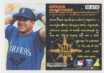 1996 Score - Dugout Collection Artist's Proofs (Series Two) #101 Edgar Martinez Back