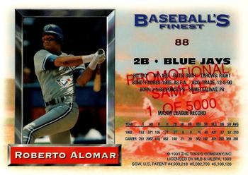 1993 Finest - Promotional Samples #88 Roberto Alomar Back