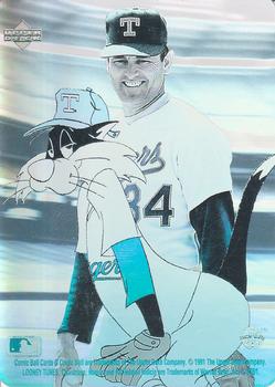 1991 Upper Deck Comic Ball 2 - Holograms #NNO Sylvester demonstrates pitching for Nolan Front
