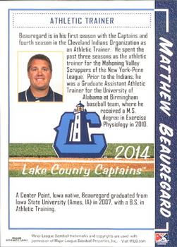2014 Grandstand Lake County Captains #3 Matthew Beauregard Back