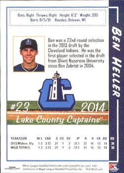 2014 Grandstand Lake County Captains #15 Ben Heller Back