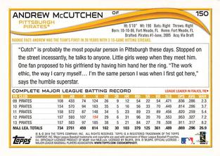 2014 Topps Mini #150 Andrew McCutchen Back