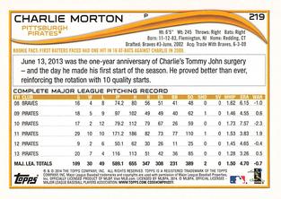 2014 Topps Mini #219 Charlie Morton Back