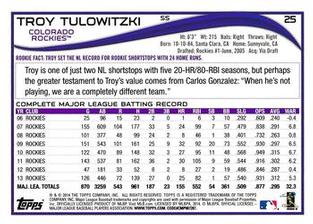 2014 Topps Mini #25 Troy Tulowitzki Back