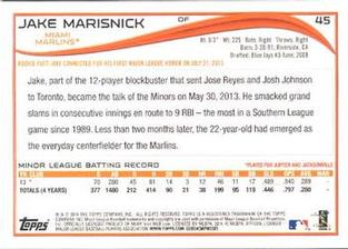 2014 Topps Mini #45 Jake Marisnick Back
