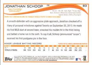 2014 Topps Mini #83 Jonathan Schoop Back