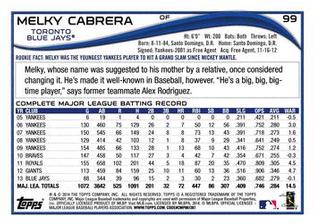 2014 Topps Mini #99 Melky Cabrera Back