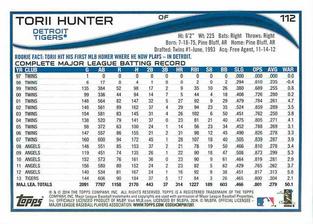 2014 Topps Mini #112 Torii Hunter Back