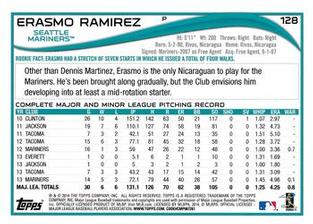 2014 Topps Mini #128 Erasmo Ramirez Back