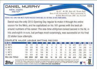 2014 Topps Mini #155 Daniel Murphy Back