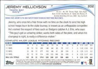 2014 Topps Mini #202 Jeremy Hellickson Back