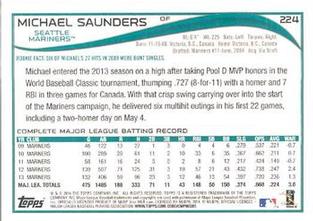 2014 Topps Mini #224 Michael Saunders Back