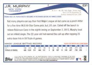 2014 Topps Mini #231 J.R. Murphy Back
