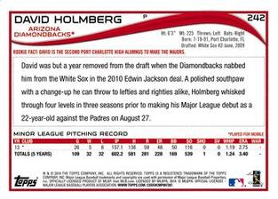 2014 Topps Mini #242 David Holmberg Back