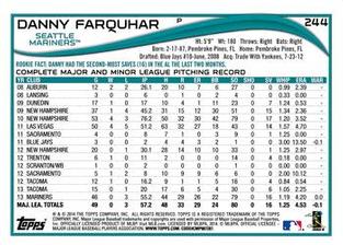 2014 Topps Mini #244 Danny Farquhar Back