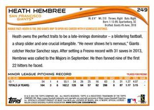 2014 Topps Mini #249 Heath Hembree Back