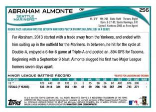 2014 Topps Mini #256 Abraham Almonte Back