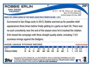 2014 Topps Mini #281 Robbie Erlin Back