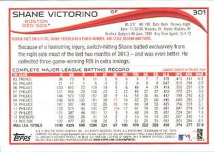 2014 Topps Mini #301 Shane Victorino Back