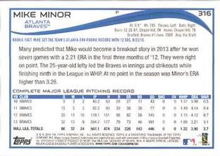 2014 Topps Mini #316 Mike Minor Back