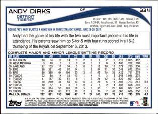 2014 Topps Mini #334 Andy Dirks Back