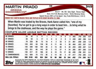 2014 Topps Mini #349 Martin Prado Back