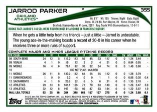 2014 Topps Mini #355 Jarrod Parker Back