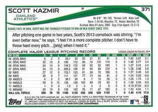 2014 Topps Mini #371 Scott Kazmir Back