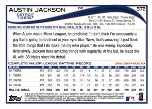 2014 Topps Mini #372 Austin Jackson Back