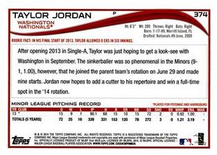 2014 Topps Mini #374 Taylor Jordan Back