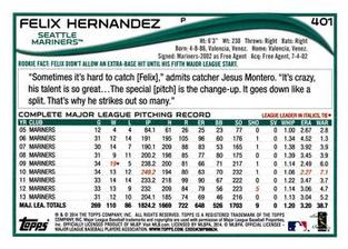 2014 Topps Mini #401 Felix Hernandez Back