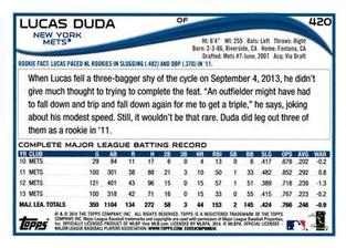 2014 Topps Mini #420 Lucas Duda Back