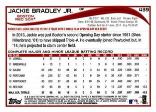 2014 Topps Mini #439 Jackie Bradley Jr. Back