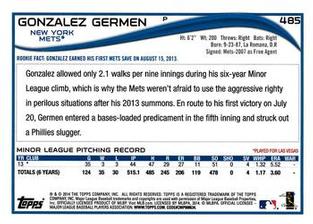 2014 Topps Mini #485 Gonzalez Germen Back