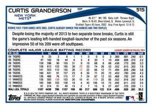 2014 Topps Mini #515 Curtis Granderson Back