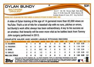 2014 Topps Mini #531 Dylan Bundy Back