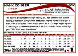 2014 Topps Mini #549 Hank Conger Back