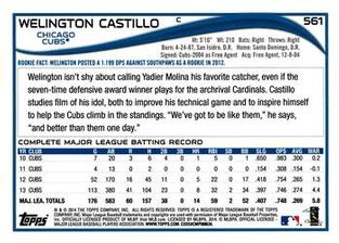 2014 Topps Mini #561 Welington Castillo Back
