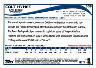 2014 Topps Mini #563 Colt Hynes Back