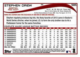 2014 Topps Mini #585 Stephen Drew Back