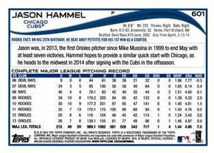 2014 Topps Mini #601 Jason Hammel Back