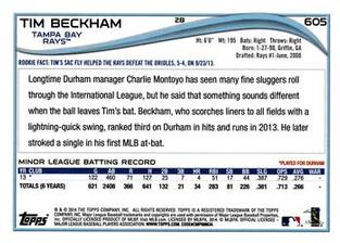 2014 Topps Mini #605 Tim Beckham Back