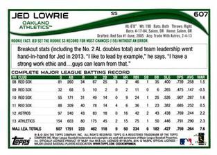 2014 Topps Mini #607 Jed Lowrie Back