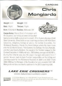 2013 Choice Lake Erie Crushers #26 Chris Mongiardo Back