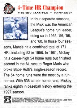 1997 Scoreboard Mickey Mantle #10 Mickey Mantle Back