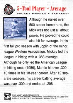 1997 Scoreboard Mickey Mantle #36 Mickey Mantle Back