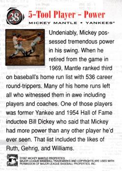 1997 Scoreboard Mickey Mantle #38 Mickey Mantle Back