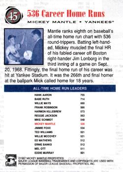 1997 Scoreboard Mickey Mantle #45 Mickey Mantle Back